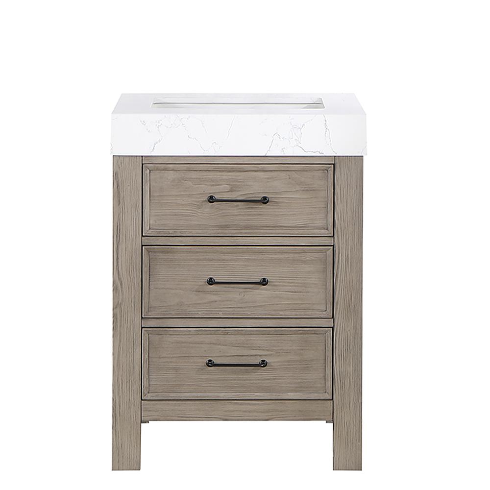Free-standing Single Bathroom Vanity with Composite top in Lightning White. Picture 2