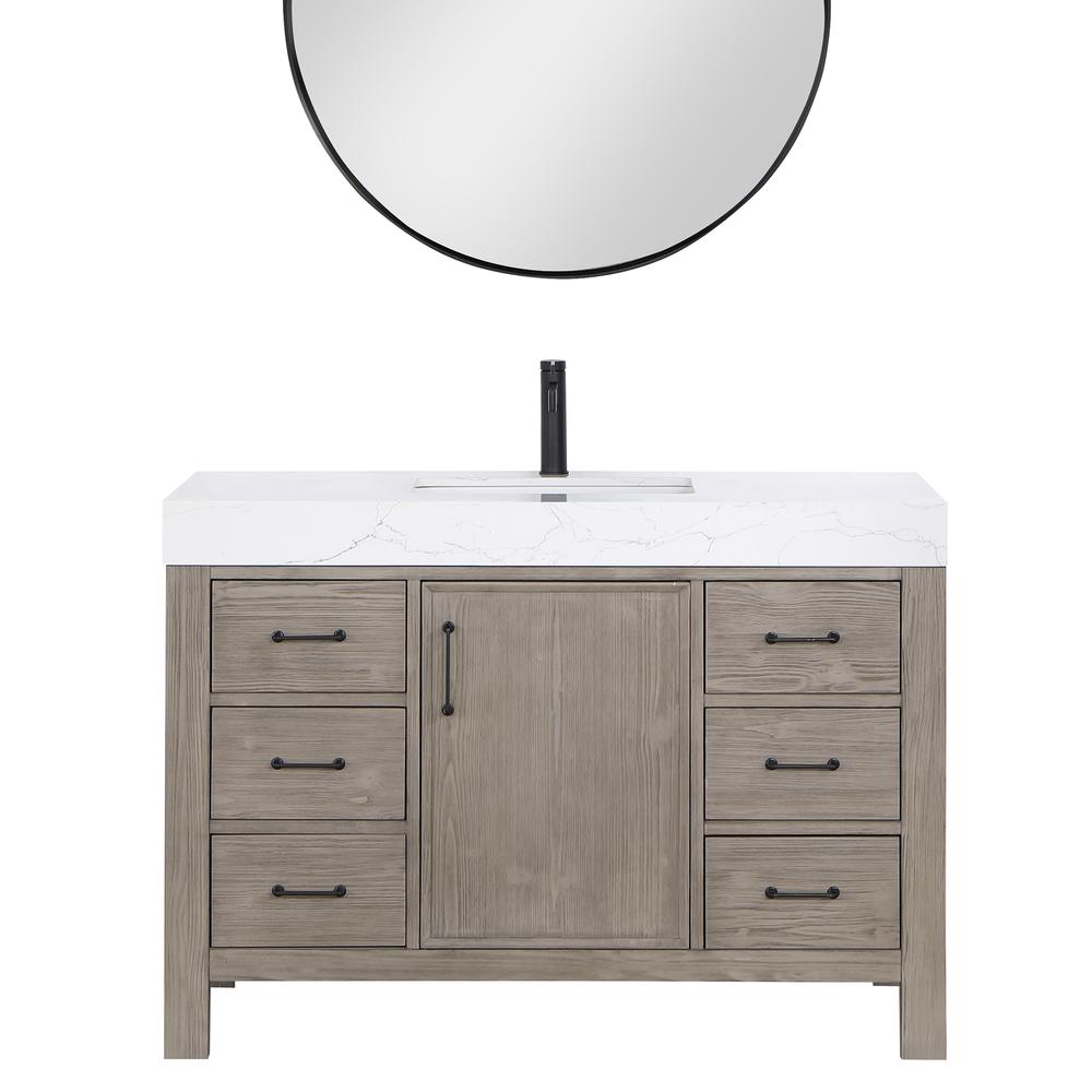 Free-standing Single Bathroom Vanity with Composite top and Mirror. Picture 1