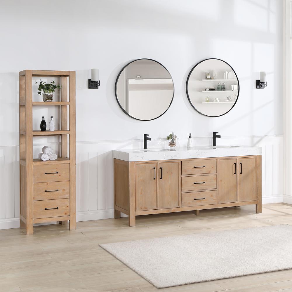 Free-standing Double Bathroom Vanity with Composite top and Mirror. Picture 4