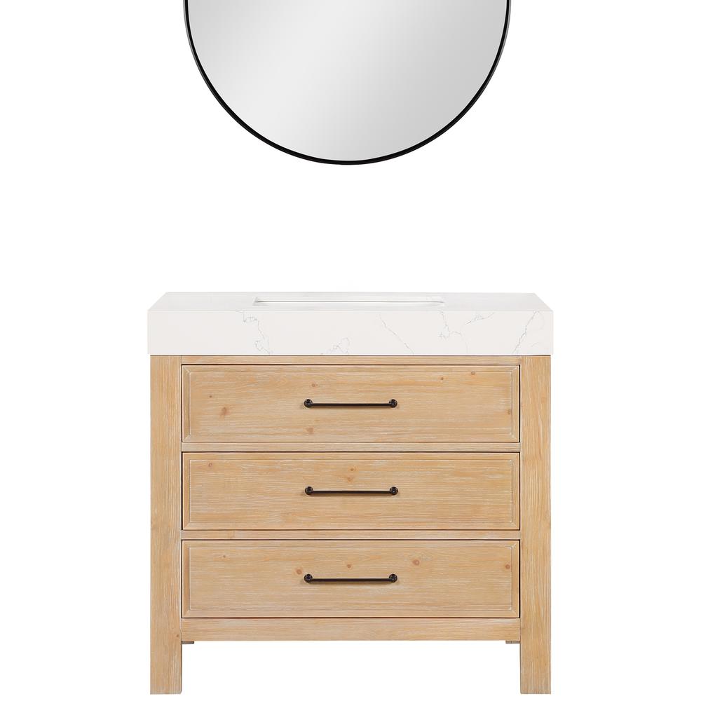 Free-standing Single Bathroom Vanity with Composite top and Mirror. Picture 2