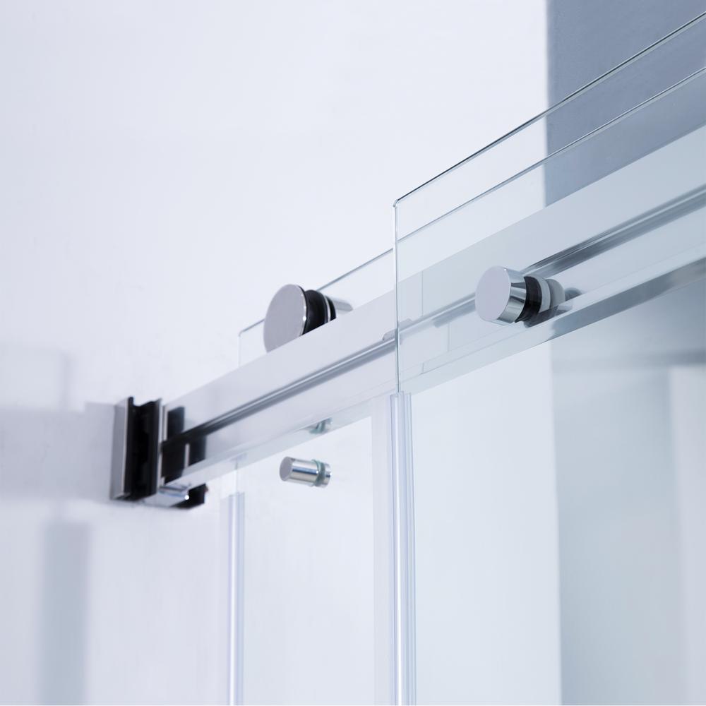 Spezia 56" W x 76" H Double Sliding Frameless Shower Door in Polished Chrome. Picture 6