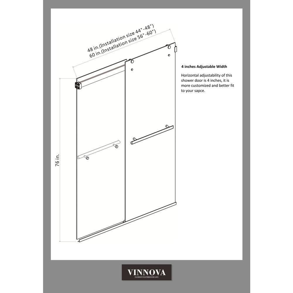 Spezia 60" W x 76" H Double Sliding Frameless Shower Door in Polished Chrome. Picture 15