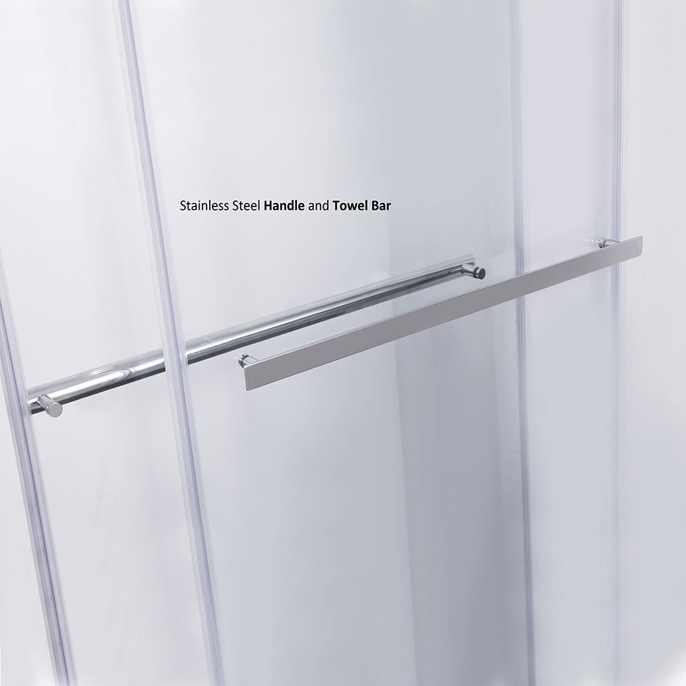 Spezia 56" W x 76" H Double Sliding Frameless Shower Door in Polished Chrome. Picture 10