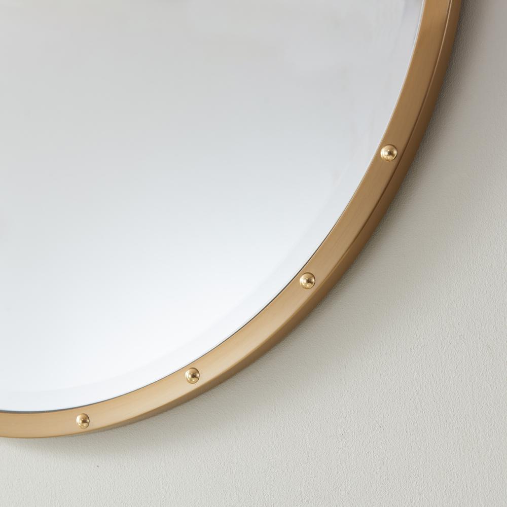 Cuneo 28" Circle Bathroom/Vanity Brushed Gold framed Wall Mirror. Picture 4