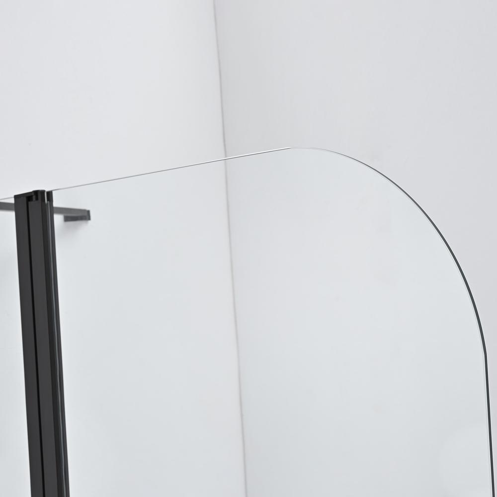 Canteras 39" x 55" H Hinged Frameless Tub Door in Matte Black. Picture 4