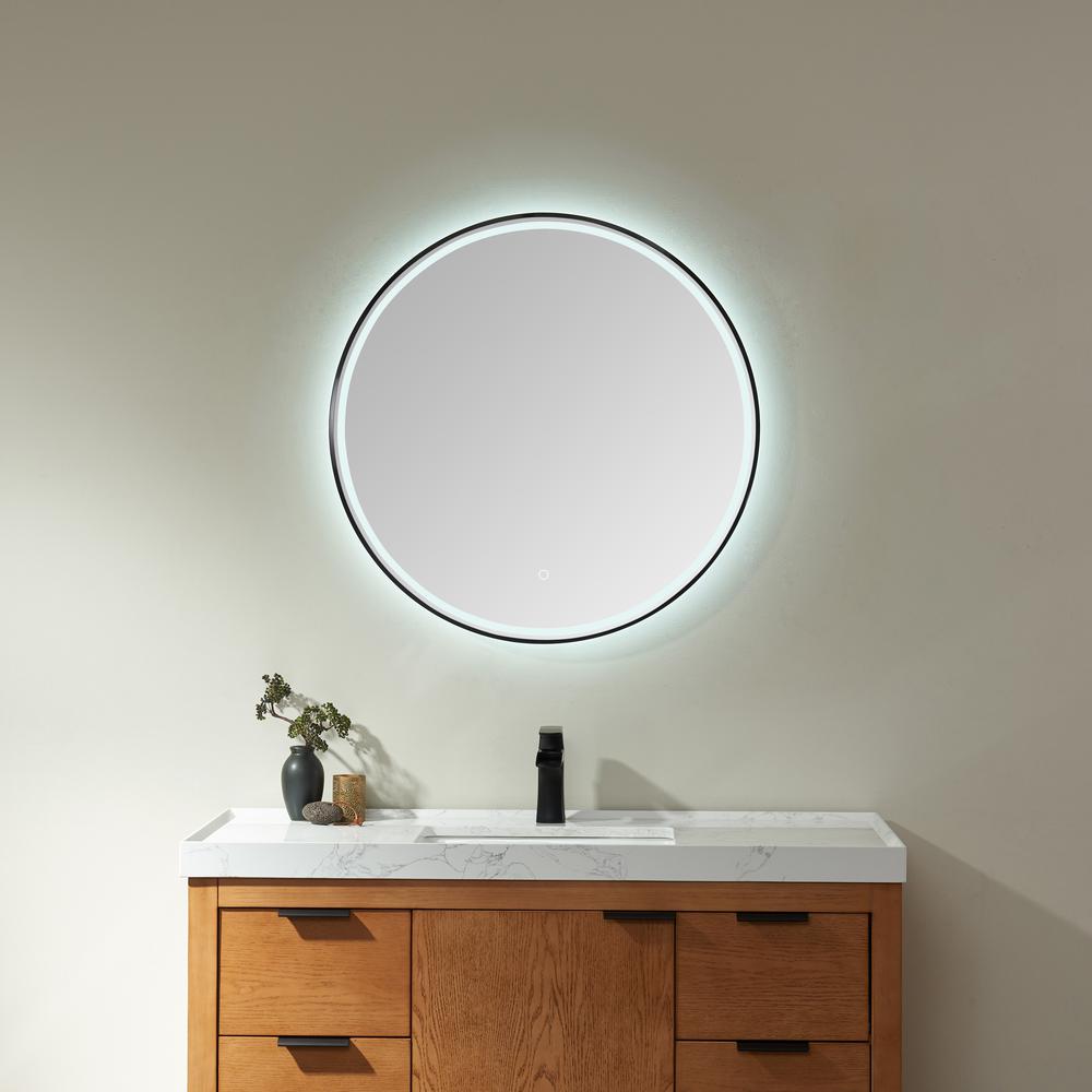 32'' Round LED Lighted Accent Bathroom/Vanity Wall Mirror. Picture 4