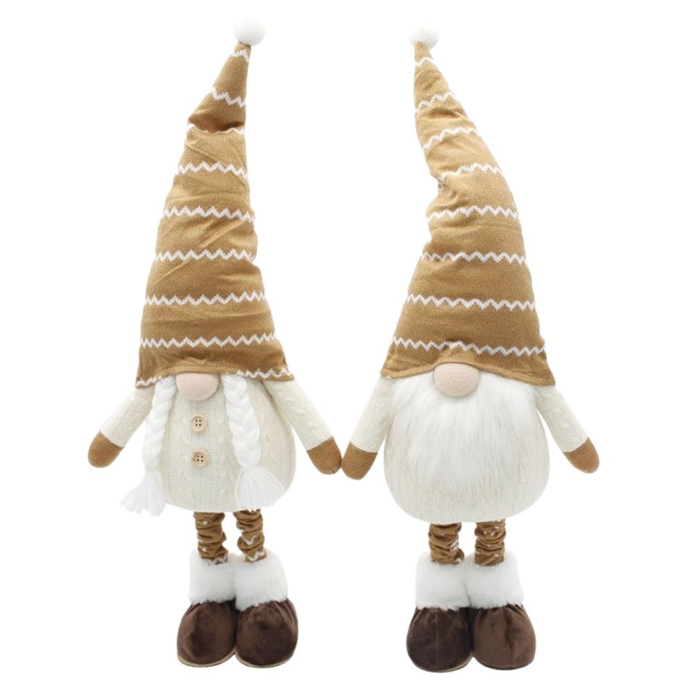 2 Assorted Cream & Tan Collapsible Gnomes. Picture 1