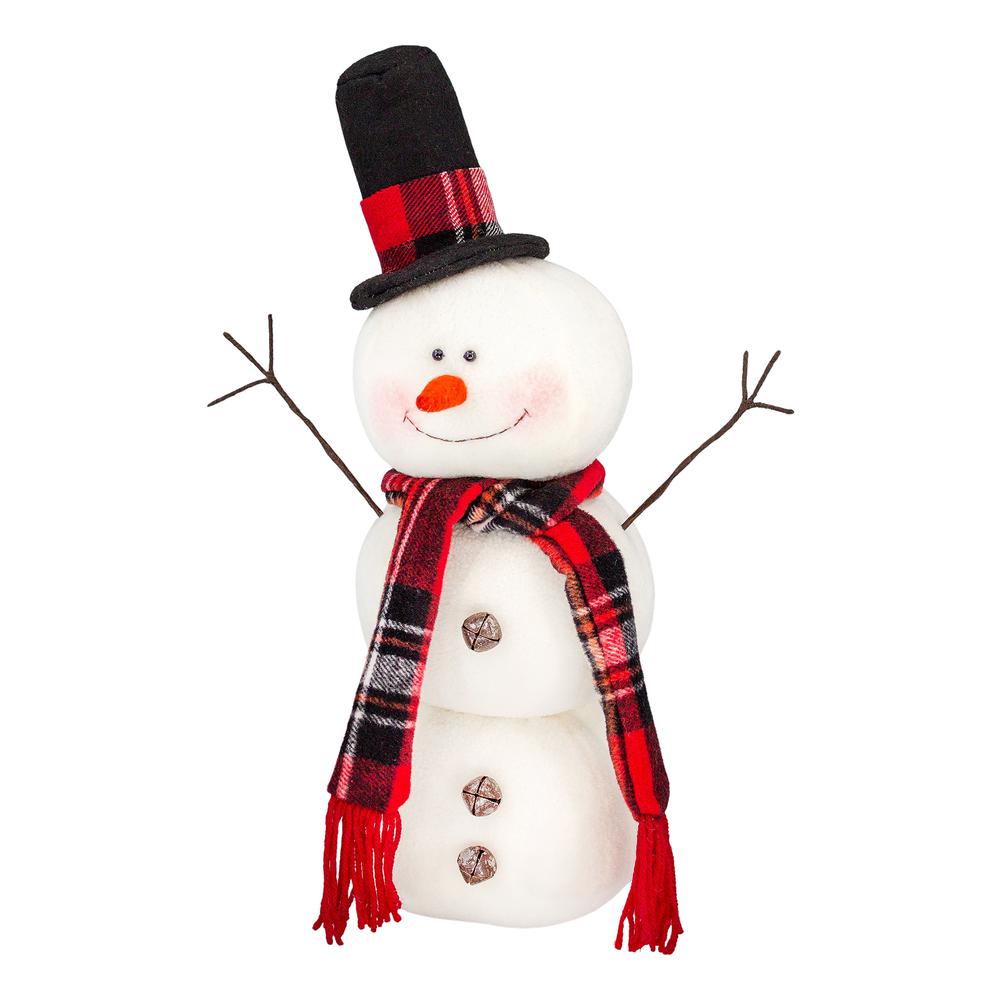 Winter Tartan Top Hat 3-Stack Snowman. Picture 1