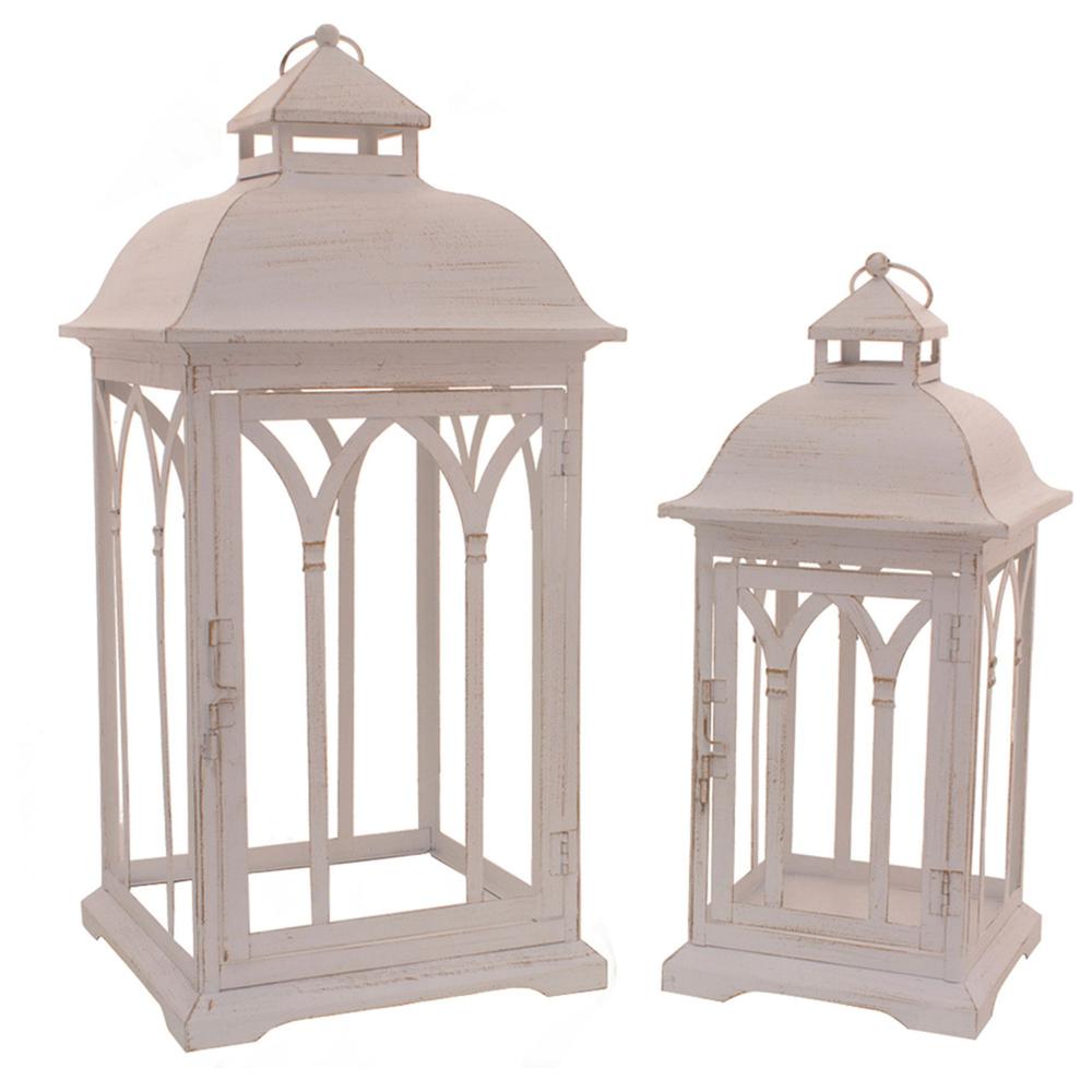 Set of 2 Tall White Lanterns. Picture 1