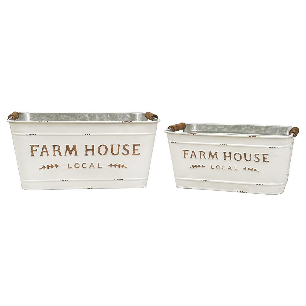 Set of 2 Farmhouse Local Rectangular Buckets. Picture 1