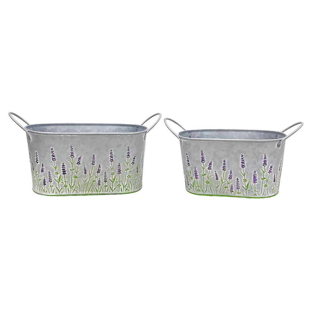 Set of 2 Lavender Oval Buckets. Picture 1