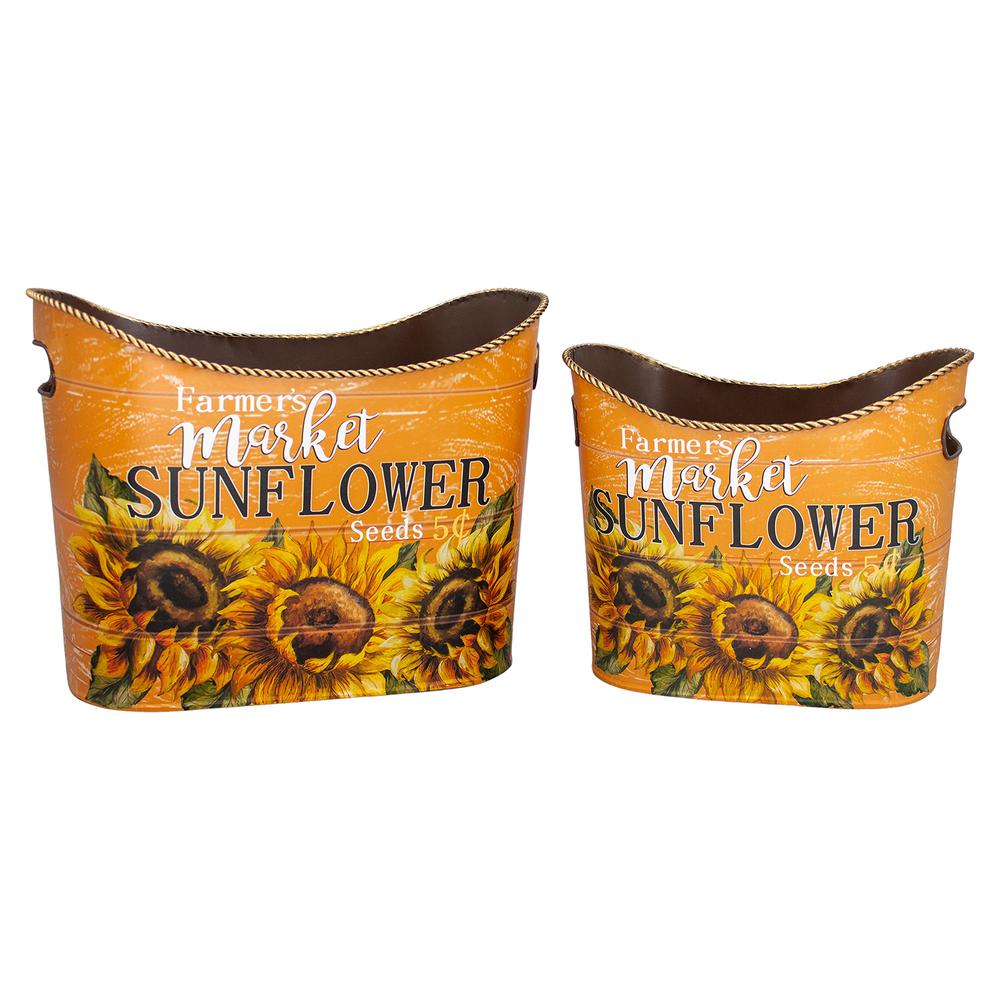Set of 2 Sunflower Boat Buckets. Picture 1