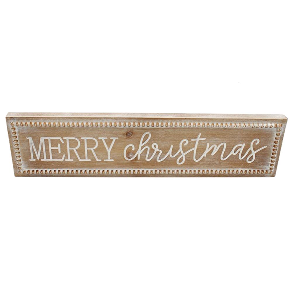 Wood Merry Christmas Sign with Bead Edge. Picture 1
