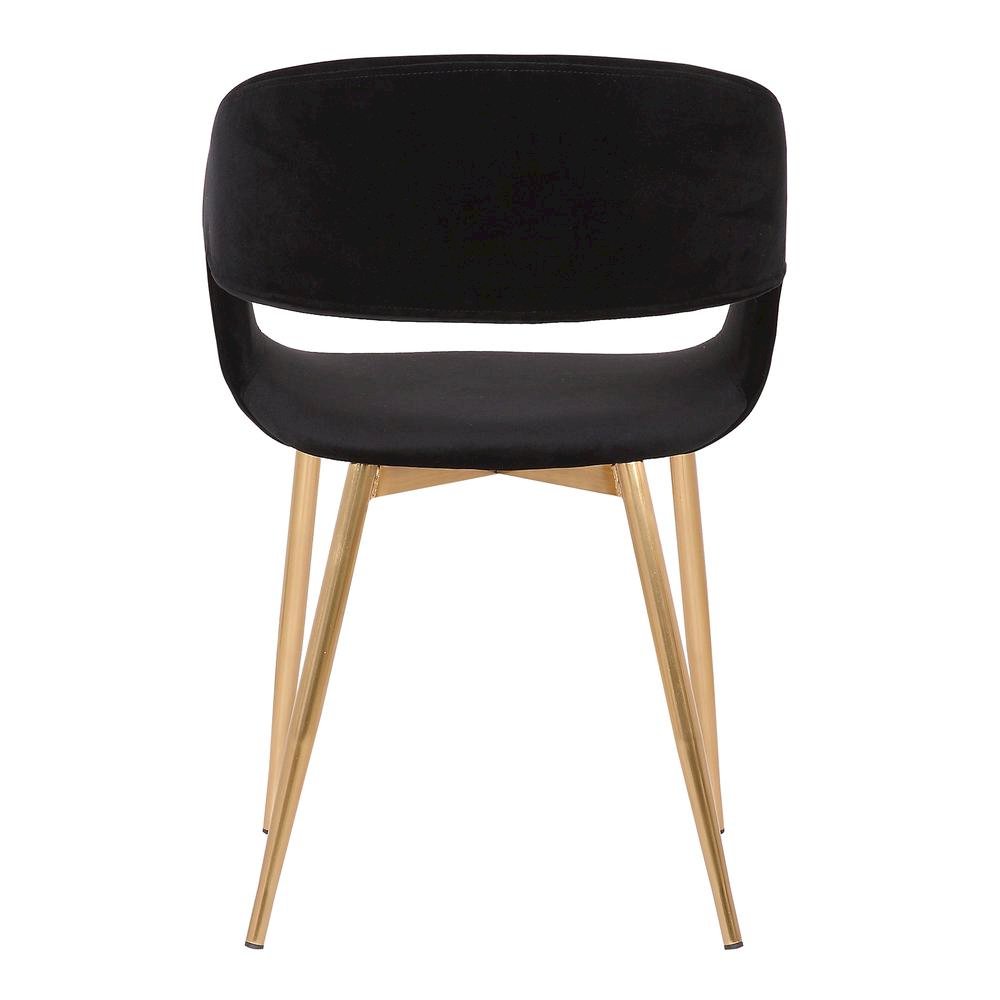 Jocelyn Mid-Century Black Dining Accent Chair with Gold Metal Legs. Picture 2