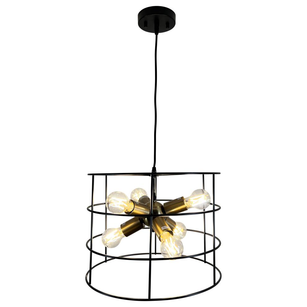Nicte 6-Light Brass and Black Cage Chandelier. Picture 2