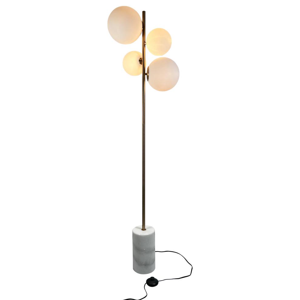 Kinich 4-Light 62 in. Brass Floor Lamp with White Glass Globes. Picture 1
