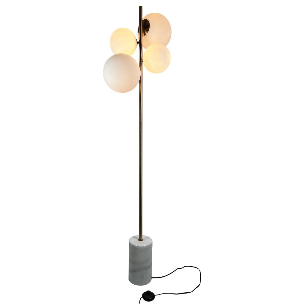 Kinich 4-Light 62 in. Brass Floor Lamp with White Glass Globes. Picture 2