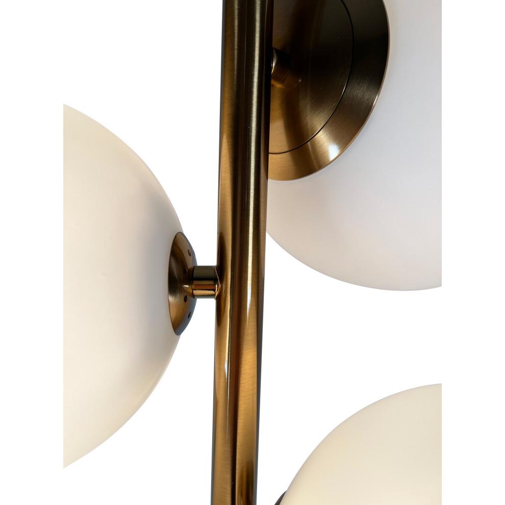 Kinich 4-Light 62 in. Brass Floor Lamp with White Glass Globes. Picture 4
