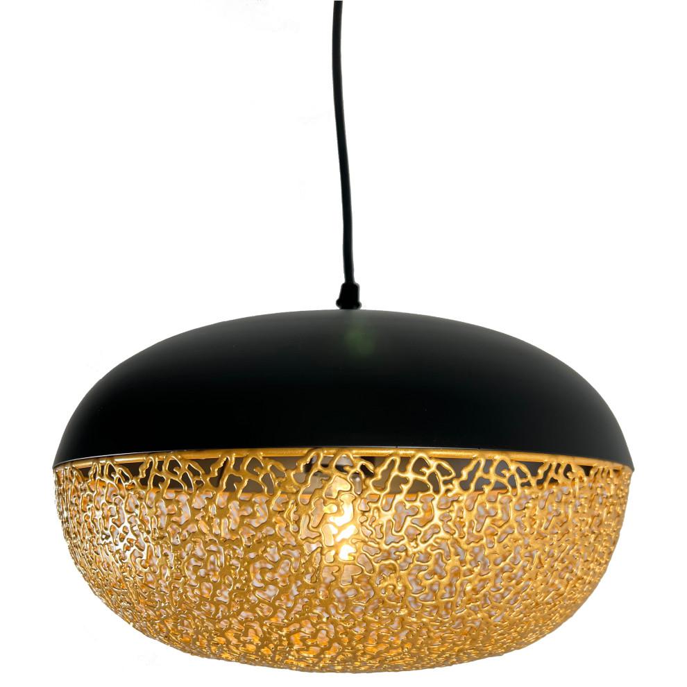 Iktan 1-Light Black and Gold Oval Pendant. Picture 1