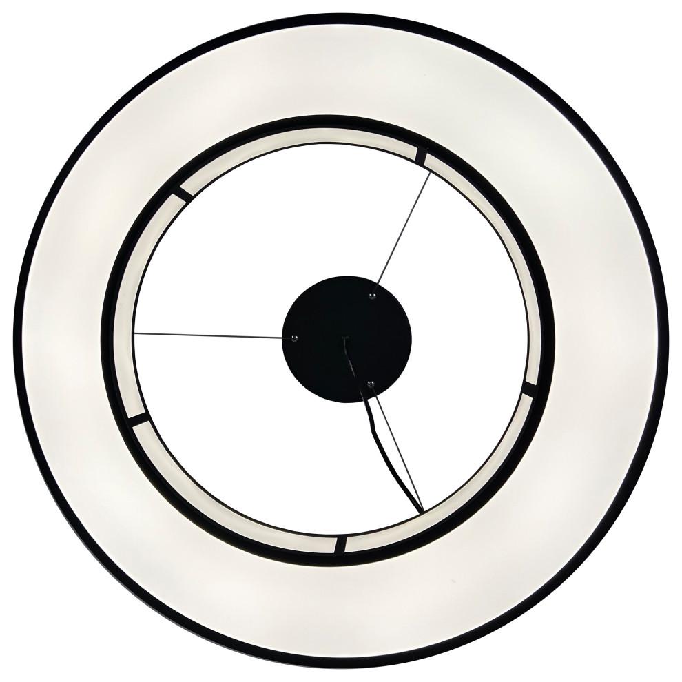 Chalim 48-Watt Integrated LED Black 24" Circular Chandelier. Picture 3