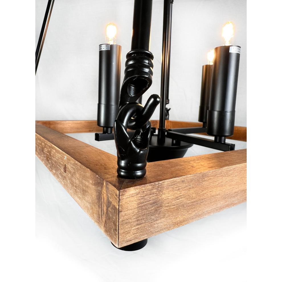 Noil 4-Light Black and Wood Chandelier. Picture 3