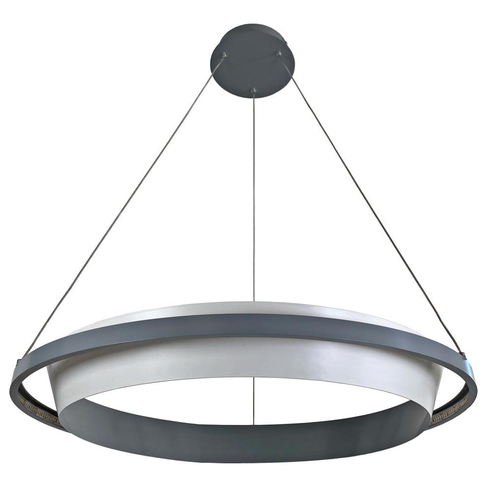 Litza 41-Watt Integrated LED Ringed Silver Circular Pendant. Picture 3