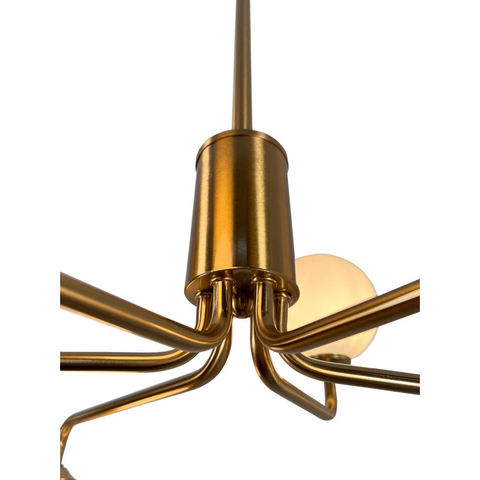 Ootzil  6-Light Brass Chandelier with White Globes. Picture 3