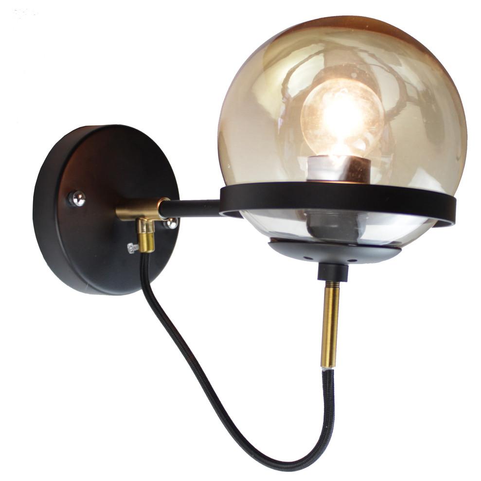 Industrial 1-Light Globe Black Sconce. Picture 1