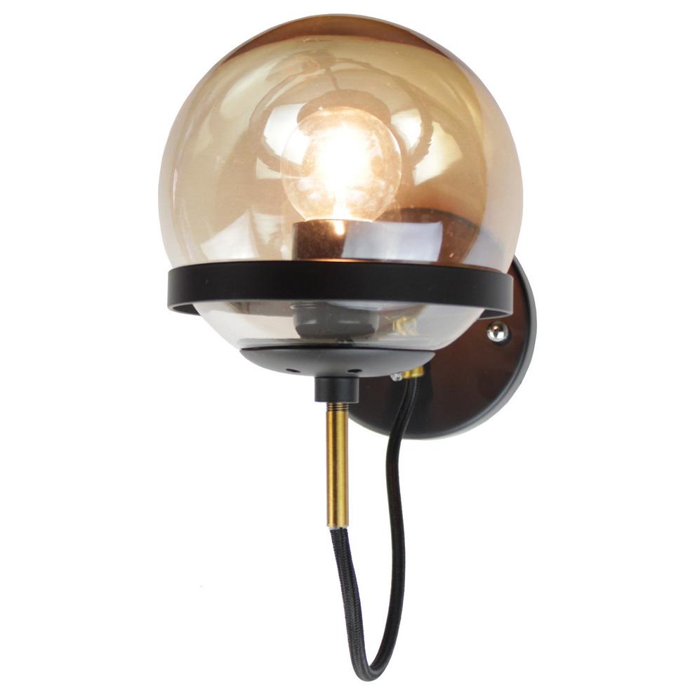 Industrial 1-Light Globe Black Sconce. Picture 3