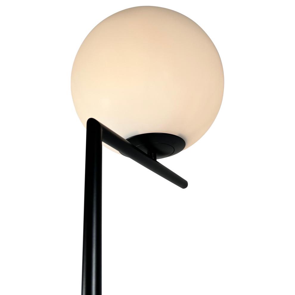 Mid Century 62 in. Black Floor Lamp with White Glass Globe. Picture 3