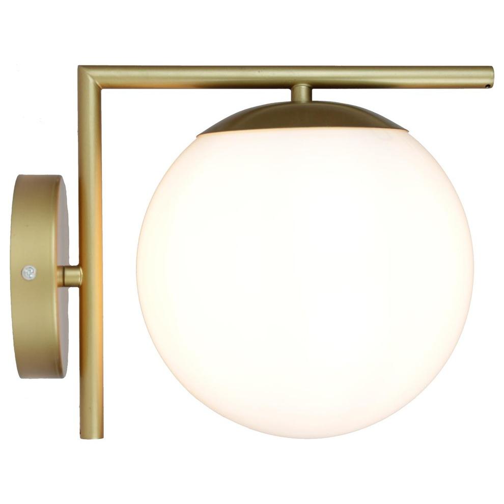 Mid Century 1-Light Wall Sconce, Satin Brass. Picture 1