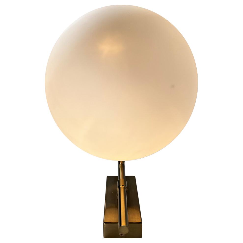 Kinich 1-Light Brass Wall Sconce with White Globe. Picture 3