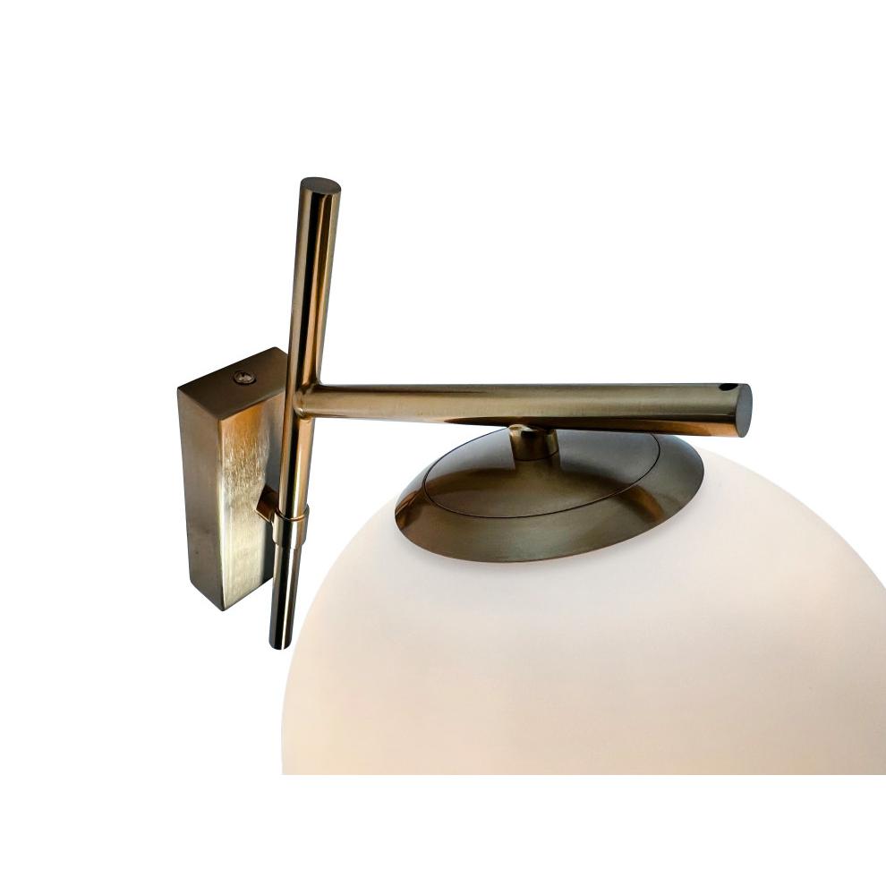 Kinich 1-Light Brass Wall Sconce with White Globe. Picture 4