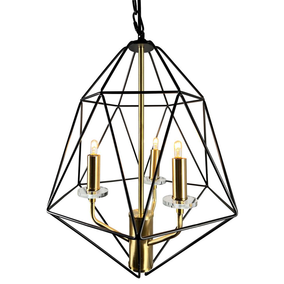Amaite 3-Light Black and Gold Geometric Chandelier. Picture 1