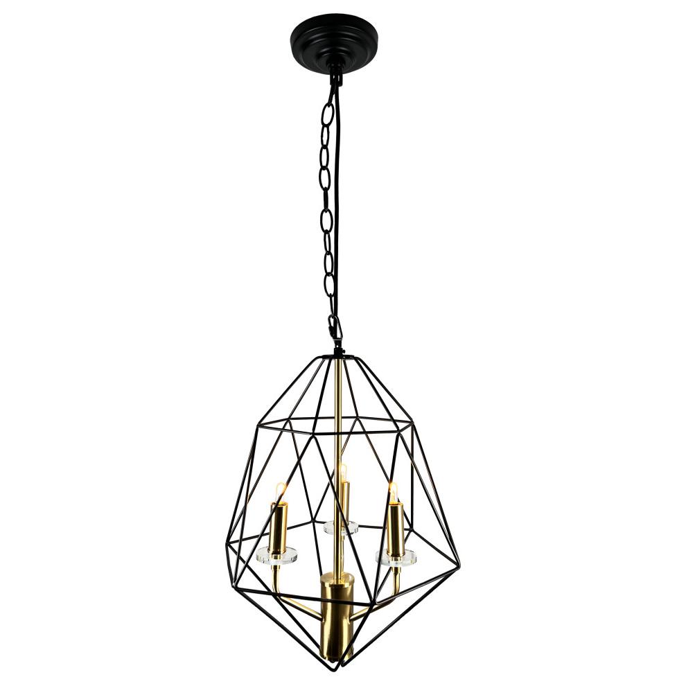 Amaite 3-Light Black and Gold Geometric Chandelier. Picture 2