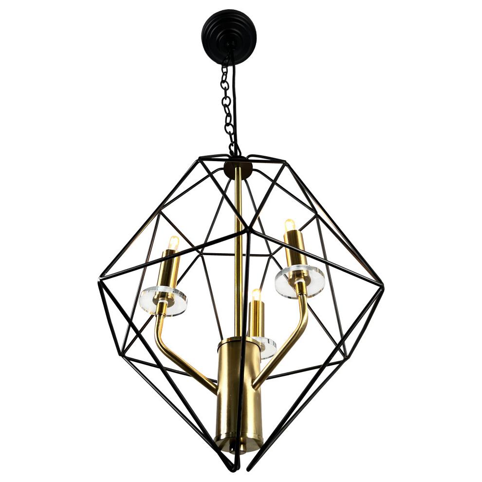 Amaite 3-Light Black and Gold Geometric Chandelier. Picture 3