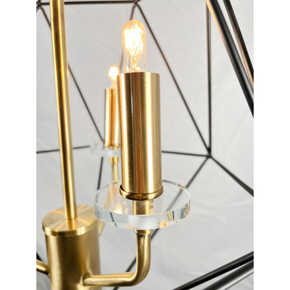 Amaite 3-Light Black and Gold Geometric Chandelier. Picture 4