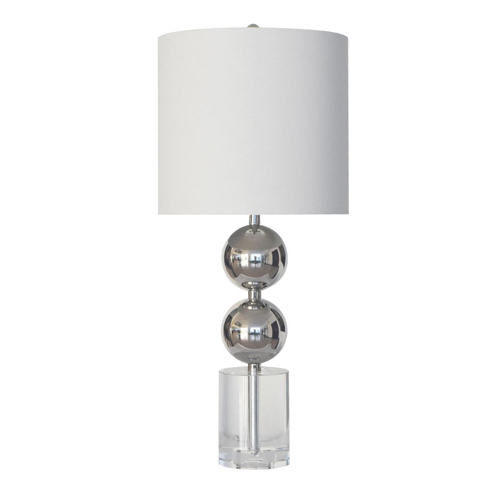 Table Lamp Polished Nickel Metal & Crystal. Picture 1