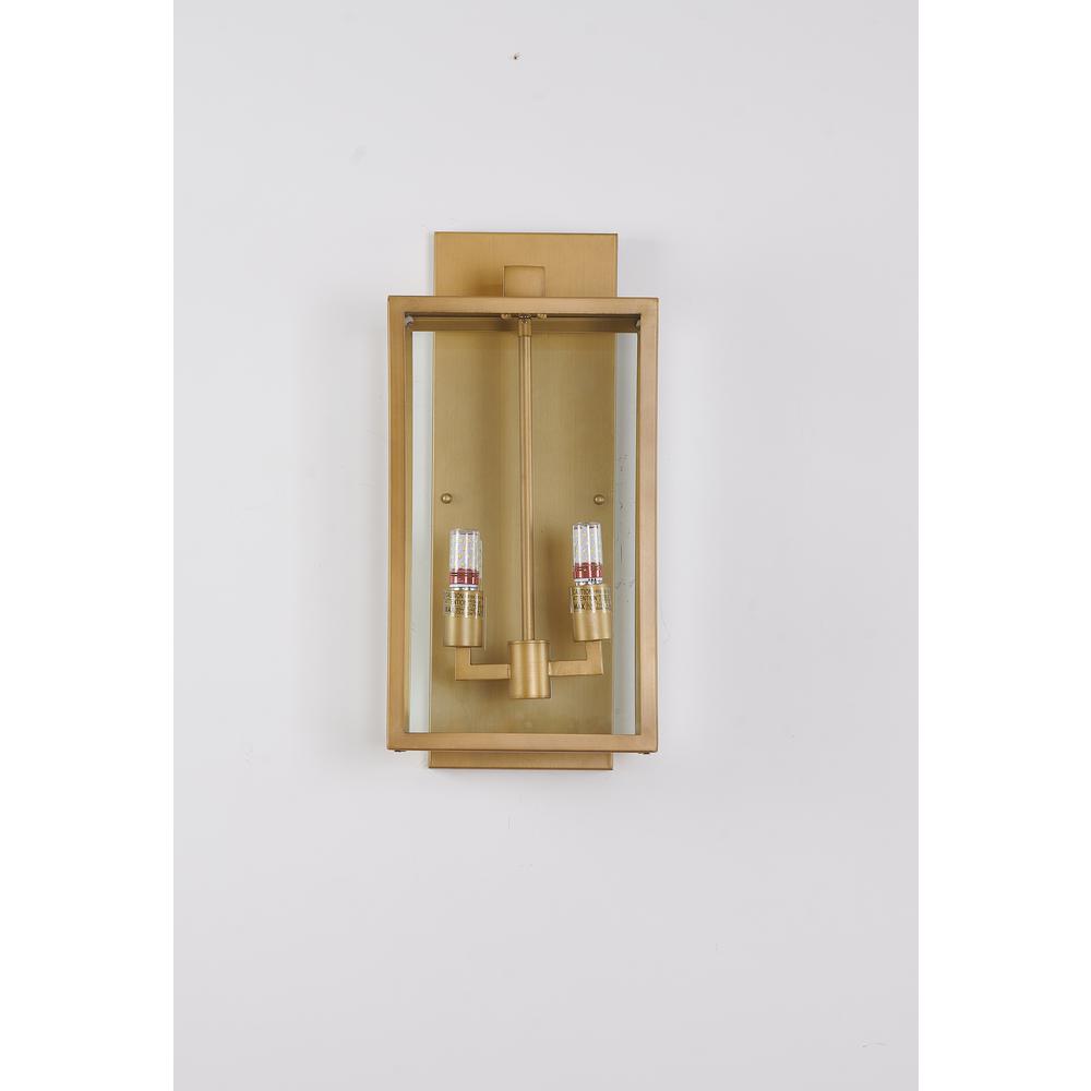Outdoor Wall Sconce Brass Stainless Steel & Glass. Picture 4