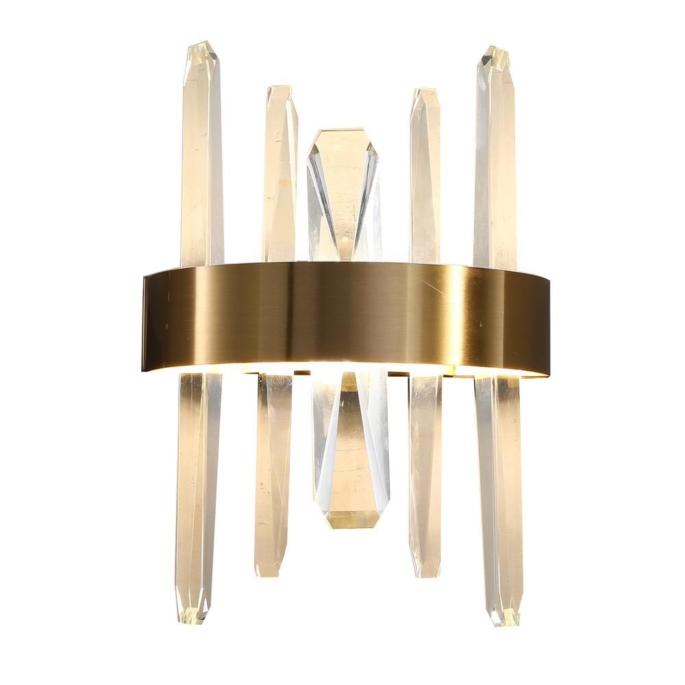 LED Wall Sconce Gold Stainless Steel & Crystal. Picture 1