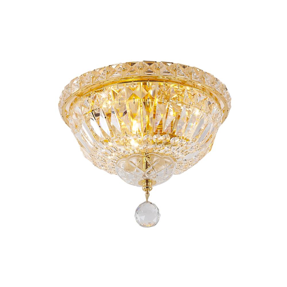 Flush Mount Gold Metal & Crystal. Picture 1