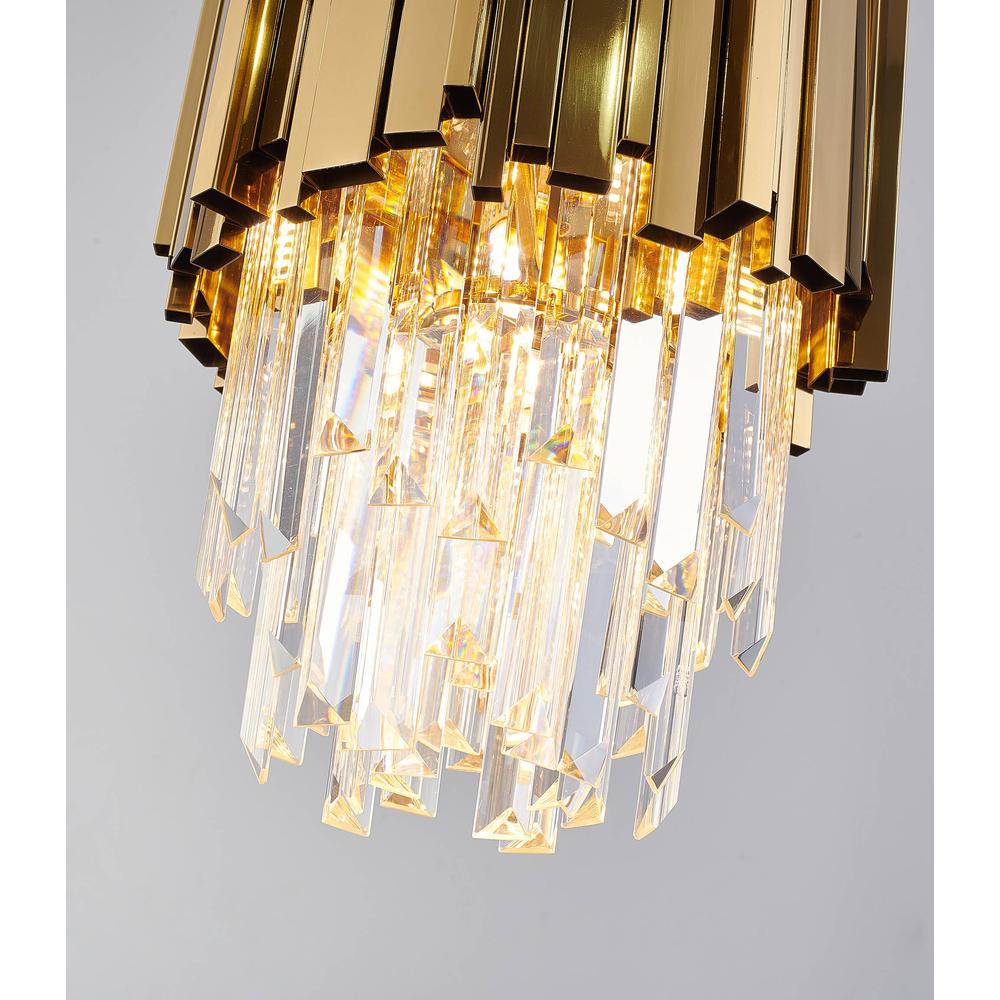 Single Pendant Lighting Gold Stainless Steel & Crystal. Picture 4