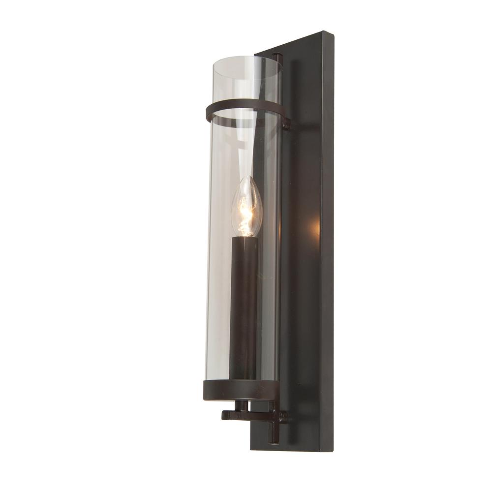 Wall Sconce Dark Brown Metal & Glass. Picture 1