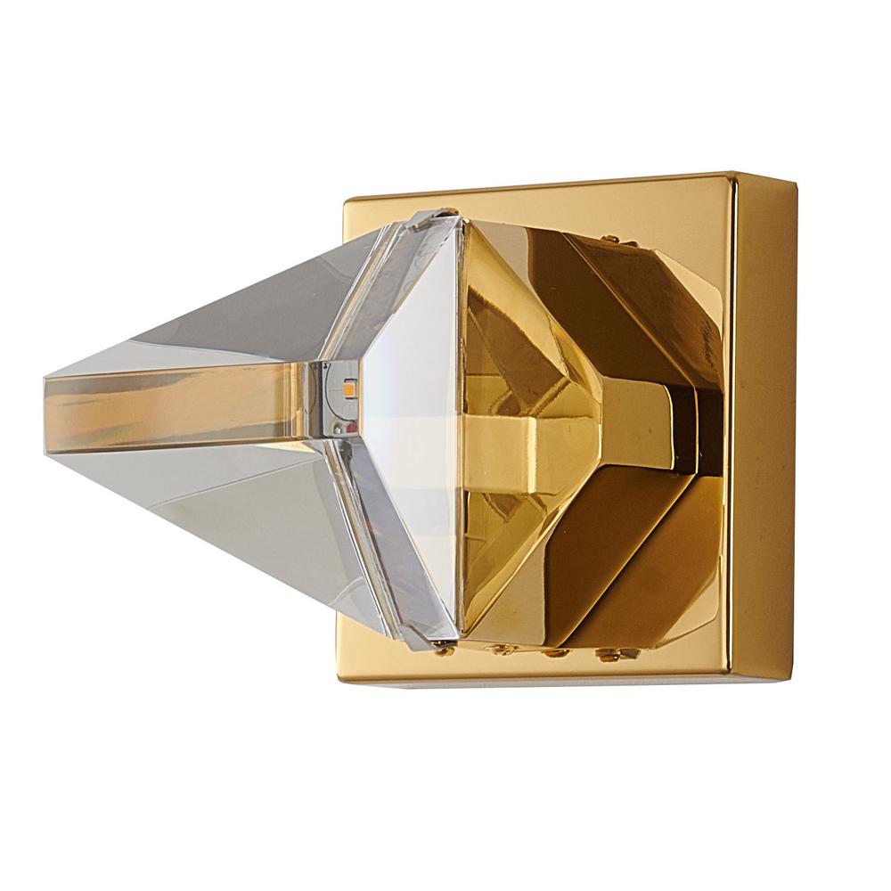LED Wall Sconce Brass Metal & Crystal. Picture 2