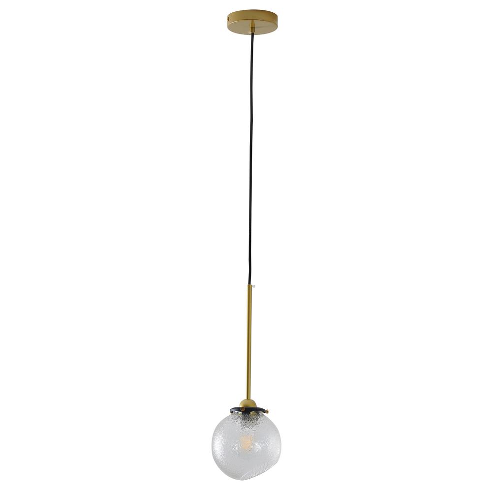 Single Pendant Lighting Gold Metal & Glass. Picture 2