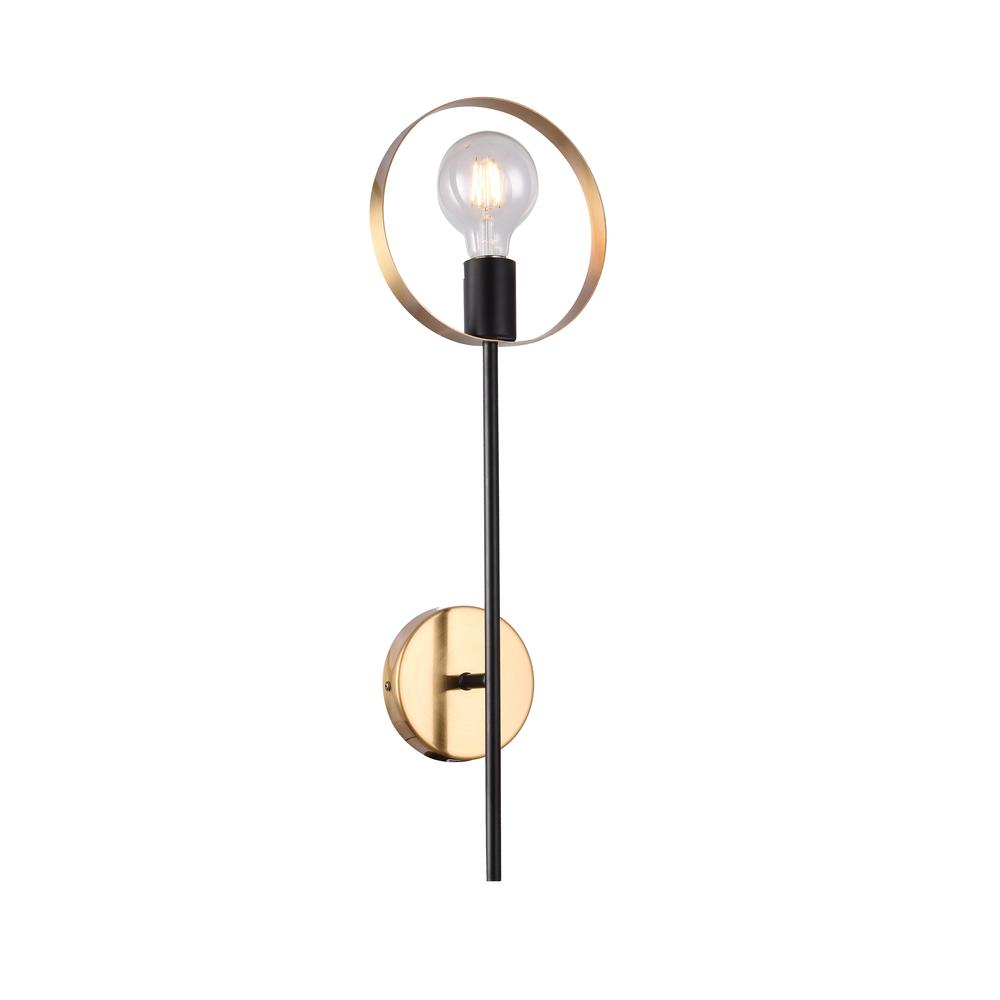 Wall Sconce Black & Brushed Brass Metal. Picture 1