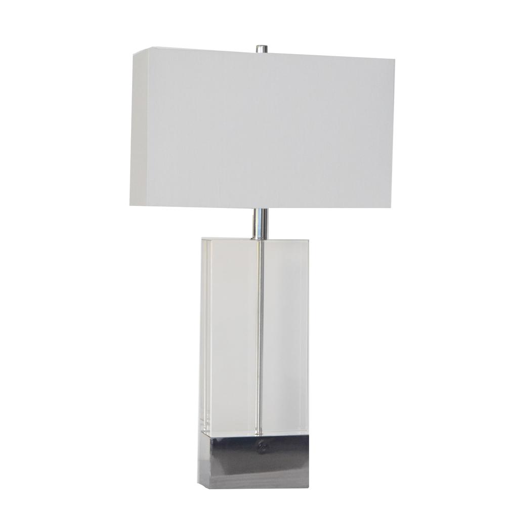 Table Lamp Polished Nickel Metal & Crystal. Picture 1
