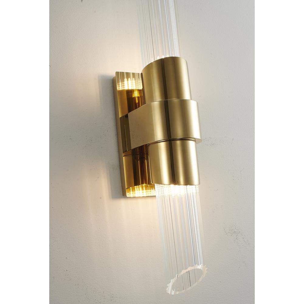 Wall Sconce Gold Stainless Steel & Glass. Picture 5