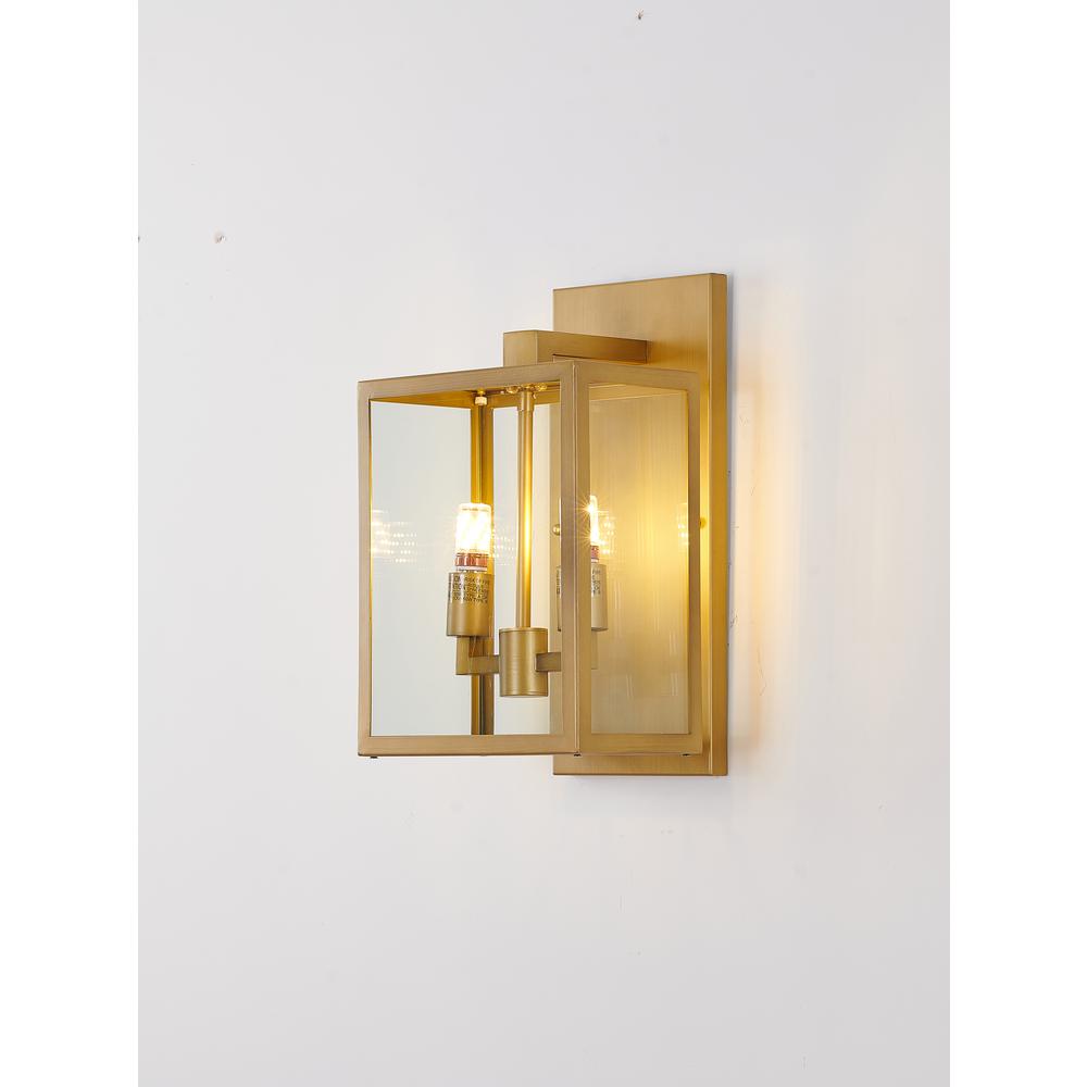 Outdoor Wall Sconce Gold Metal & Glass. Picture 2