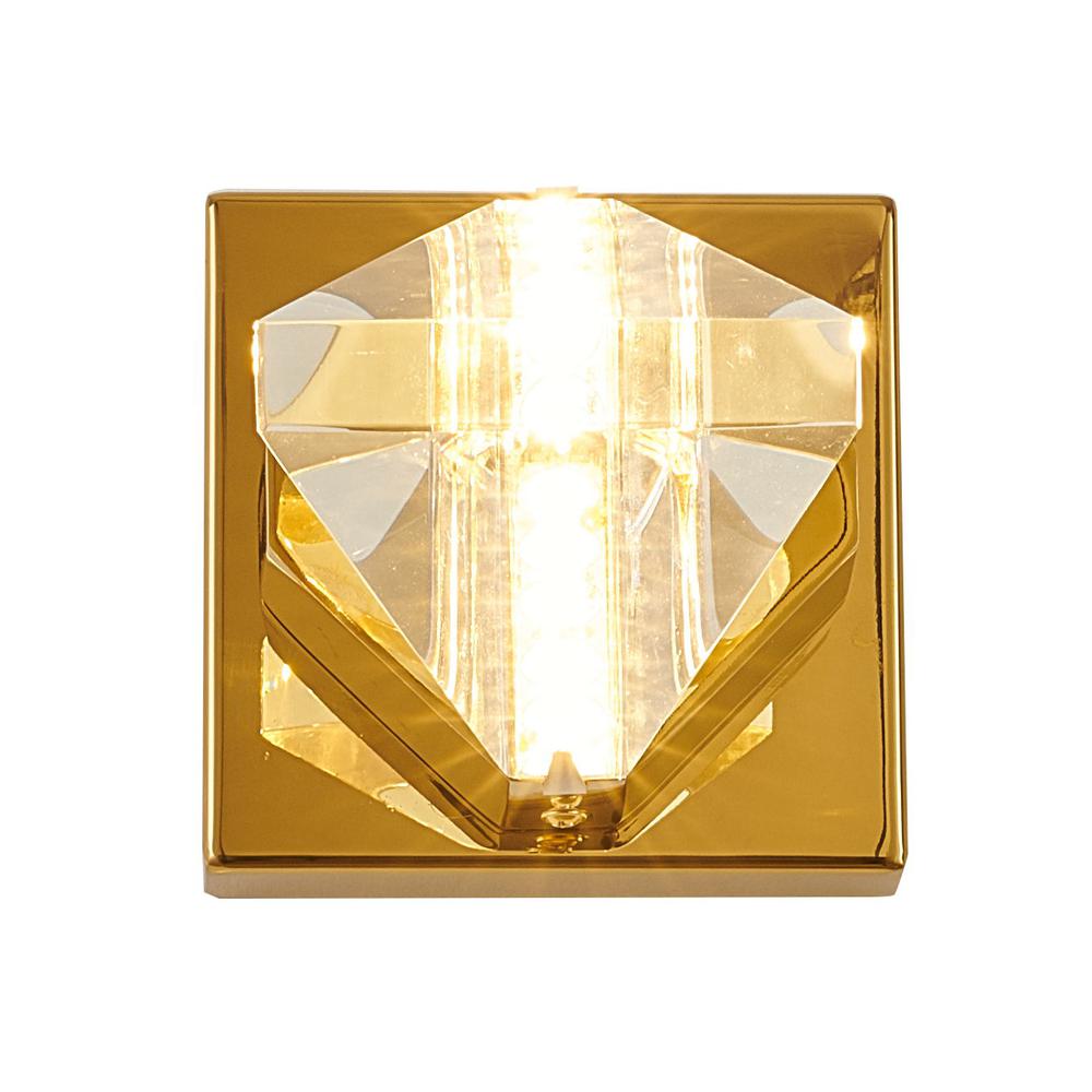 LED Wall Sconce Brass Metal & Crystal. Picture 5